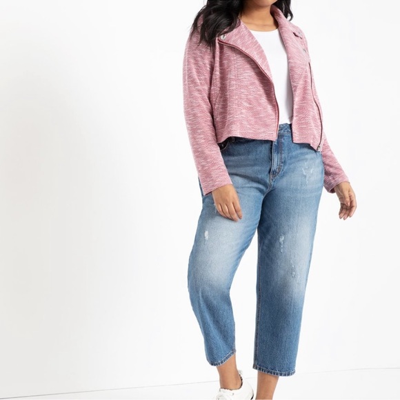 ELOQUII Women’s Plus Knit Moro Jacket Heather Red Size 26/28 with Pockets - Picture 8 of 10